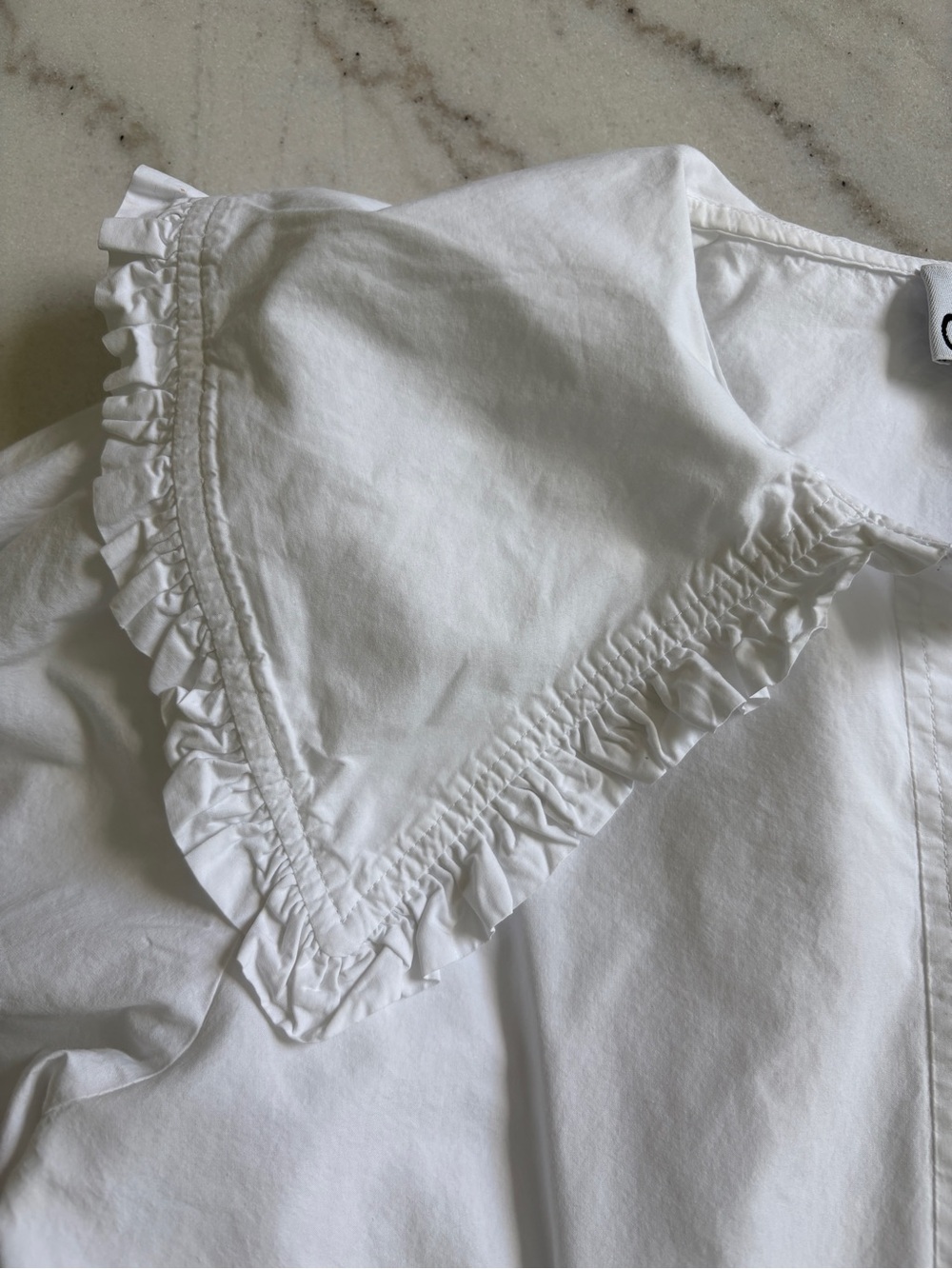 Ganni White Ruffle-Trim Button Front Top - Picture 5 of 8